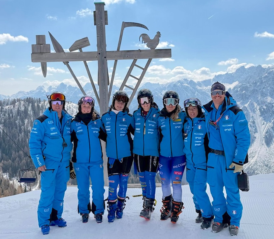 Le azzurre dello Sci Alpino in allenamento sul Varmost
