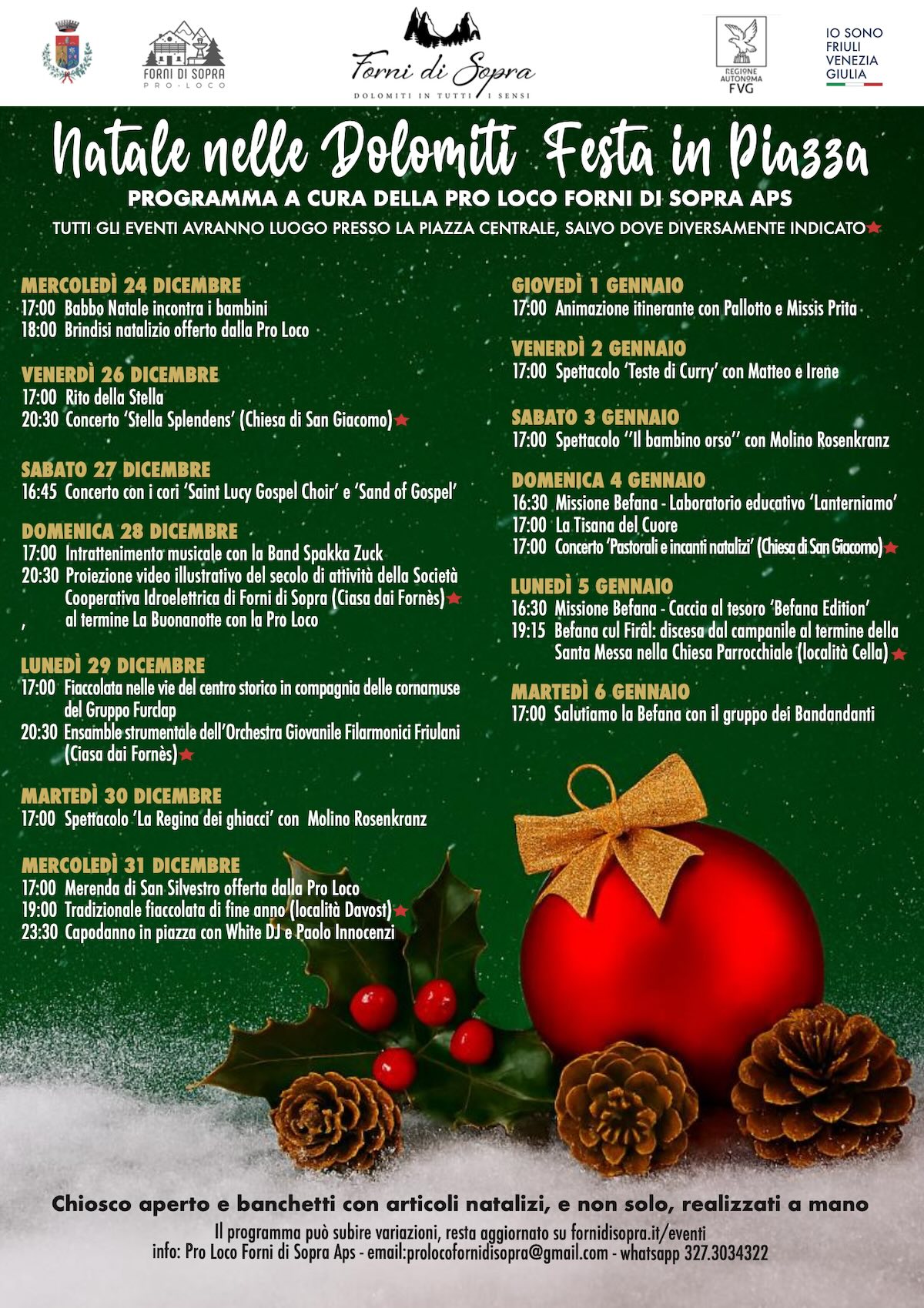 Natale in piazza centrale Forni di Sopra