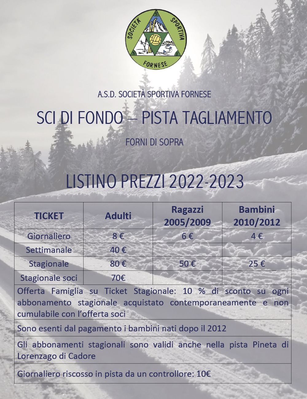 listino pista fondo forni di sopra